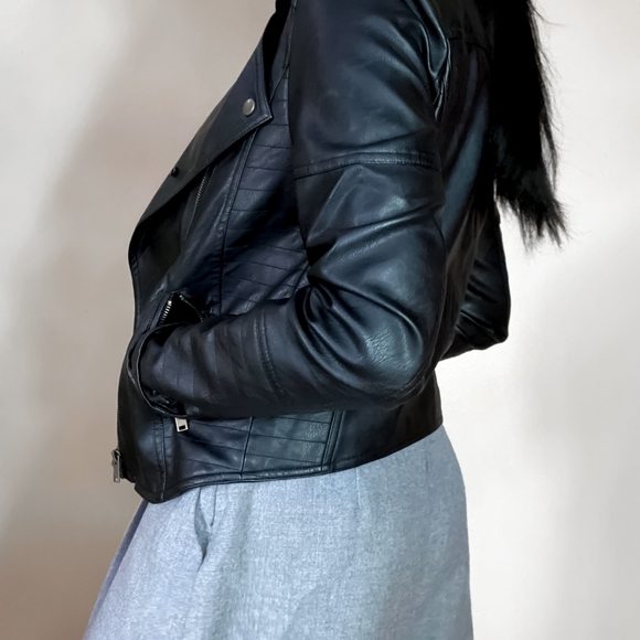 LOVE TREE Black Faux Leather Moto Jacket - Picture 2 of 2